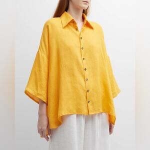 Eskander Sloped Shoulder Linen Shirt